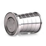 Edelstahl-Faltbecher für Camping, Reisen, Outdoor, Wandern, tragbarer zusammenklappbarer Becher, S 60 ml, M 150 ml, L 250 ml