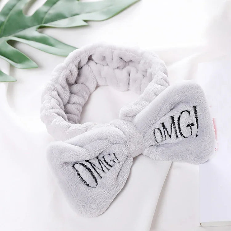 Damen-Haarbänder mit dem Buchstaben „OMG“ aus weichem Korallenvlies und Schleife – süße Haaraccessoires