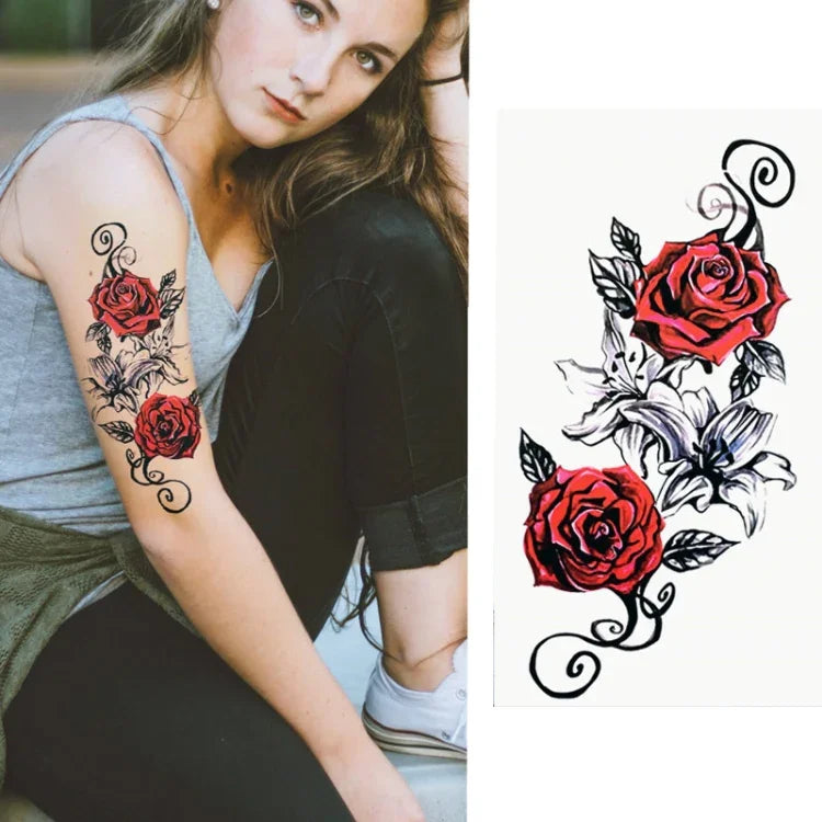 2 Stück kleine, temporäre, wasserfeste Tattoo-Aufkleber für den ganzen Arm