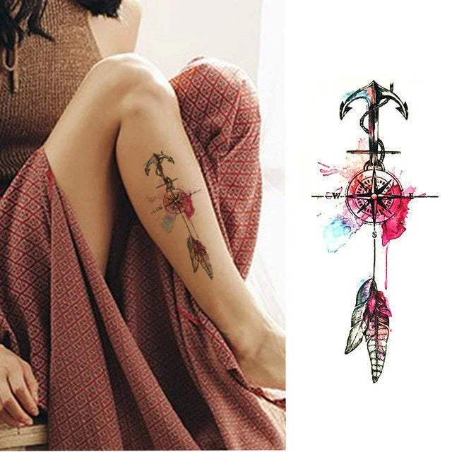 2 Stück kleine, temporäre, wasserfeste Tattoo-Aufkleber für den ganzen Arm