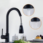 Küchenarmatur Ausziehbar Heiß- und Kaltwasser Zuhause 304 Edelstahl Ausziehbarer drehbarer Wasserhahn, Galvanisiertes Kupfer, Edelstahl Schwarz, Beschichtung 304, Verkupferung + Wasserstopp
