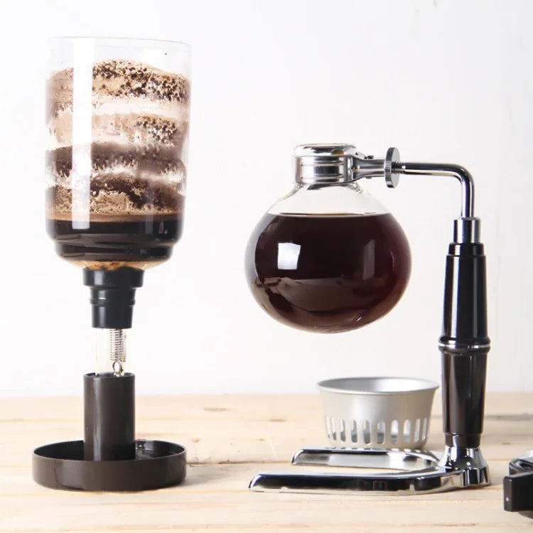 Klassische Siphon-Kaffeekanne aus Glas mit schwarzem Griff für 5 Personen, Größe: 37,5 x 11,3 cm, Kaffeekanne mit Henkel