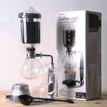 Klassische Siphon-Kaffeekanne aus Glas mit schwarzem Griff für 5 Personen, Größe: 37,5 x 11,3 cm, Kaffeekanne mit Henkel