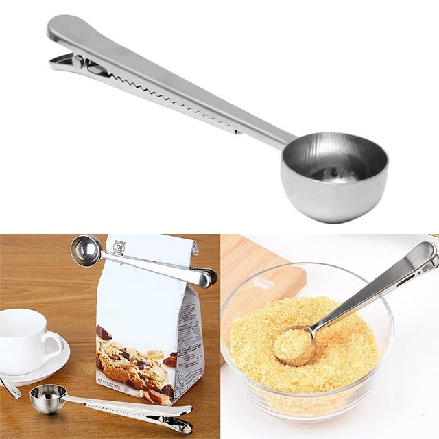 Multifunktions-Kaffeelöffel mit Clip, Edelstahl-Teelöffel, Kaffeemesslöffel, Kaffeelöffel (Silber), Kaffeelöffel (Gold), Kaffeelöffel (Schwarz), Kaffeelöffel (Roségold)