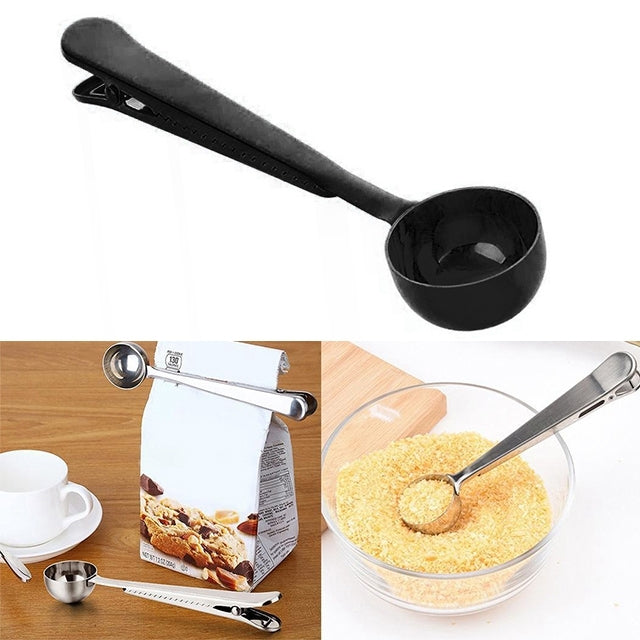 Multifunktions-Kaffeelöffel mit Clip, Edelstahl-Teelöffel, Kaffeemesslöffel, Kaffeelöffel (Silber), Kaffeelöffel (Gold), Kaffeelöffel (Schwarz), Kaffeelöffel (Roségold)