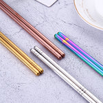 1 Paar Edelstahl-Besteck Bunte Wiederverwendbare Metallstäbchen Geschirr, Länge: 23 cm
