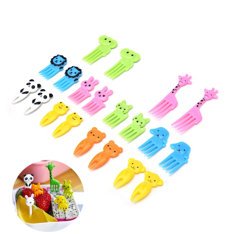 5er-Set 10-in-1 Kreative Cartoon-Tier-Kunststoff-Kinder-Obstgabel Bento-Dekoration Zahnstocher