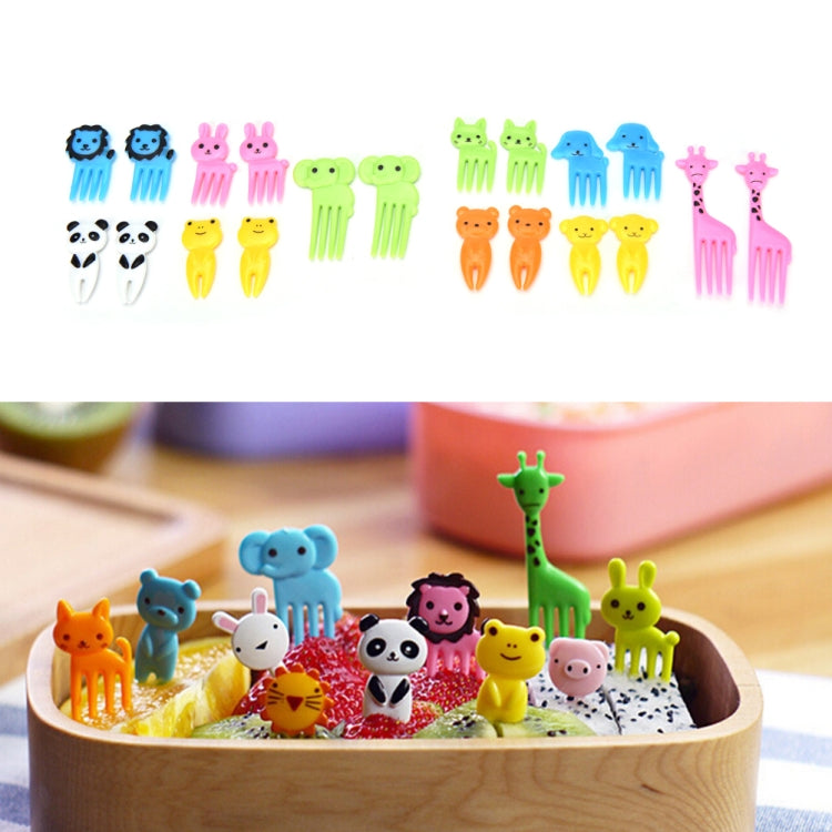 5er-Set 10-in-1 Kreative Cartoon-Tier-Kunststoff-Kinder-Obstgabel Bento-Dekoration Zahnstocher
