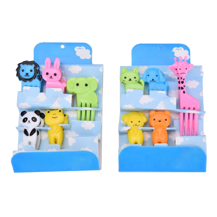 5er-Set 10-in-1 Kreative Cartoon-Tier-Kunststoff-Kinder-Obstgabel Bento-Dekoration Zahnstocher