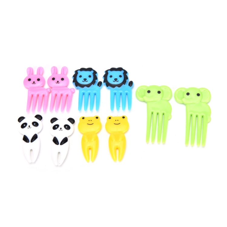 5er-Set 10-in-1 Kreative Cartoon-Tier-Kunststoff-Kinder-Obstgabel Bento-Dekoration Zahnstocher