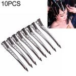 10 Stück Haarspangen aus Edelstahl, Entenschnabelform, große Haarspange aus Metall mit einem Loch