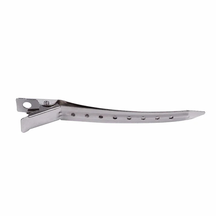 10 Stück Haarspangen aus Edelstahl, Entenschnabelform, große Haarspange aus Metall mit einem Loch