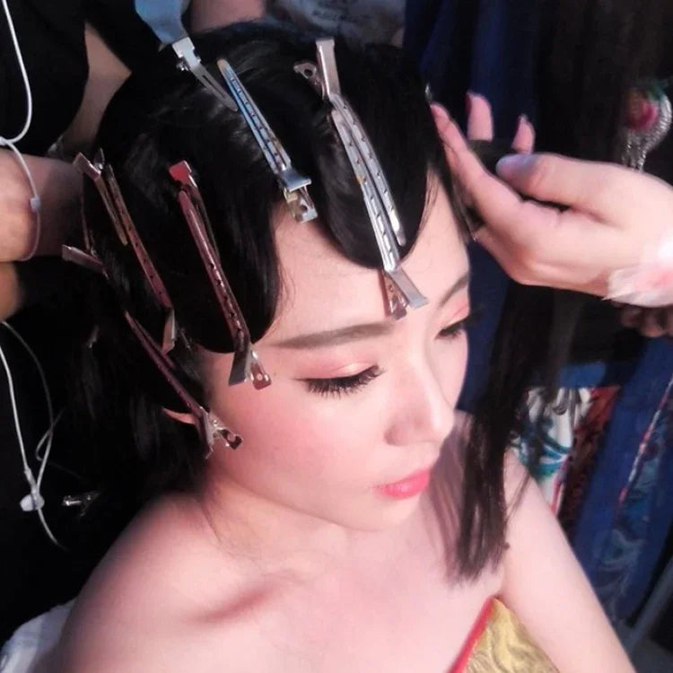 10 Stück Haarspangen aus Edelstahl, Entenschnabelform, große Haarspange aus Metall mit einem Loch