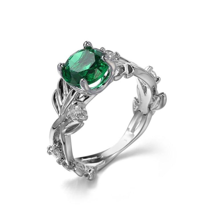 Kristall-Weinblatt-Design Verlobungsring Mode für Damen Schmuck, 6, 8