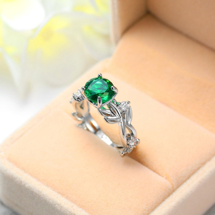 Kristall-Weinblatt-Design Verlobungsring Mode für Damen Schmuck, 6, 8