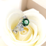 Kristall-Weinblatt-Design Verlobungsring Mode für Damen Schmuck, 6, 8
