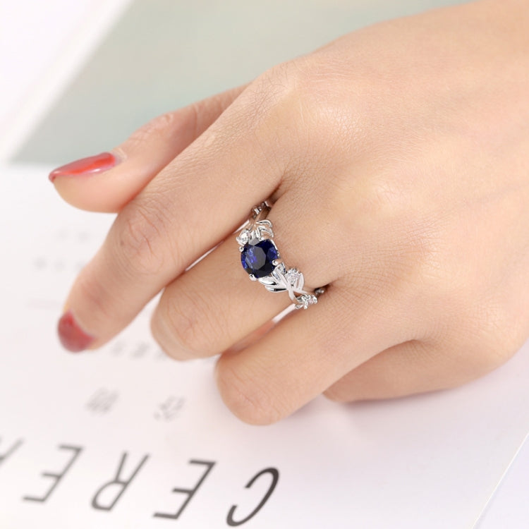 Kristall-Weinblatt-Design Verlobungsring Mode für Damen Schmuck, 6, 8