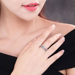 Kristall-Weinblatt-Design Verlobungsring Mode für Damen Schmuck, 6, 8