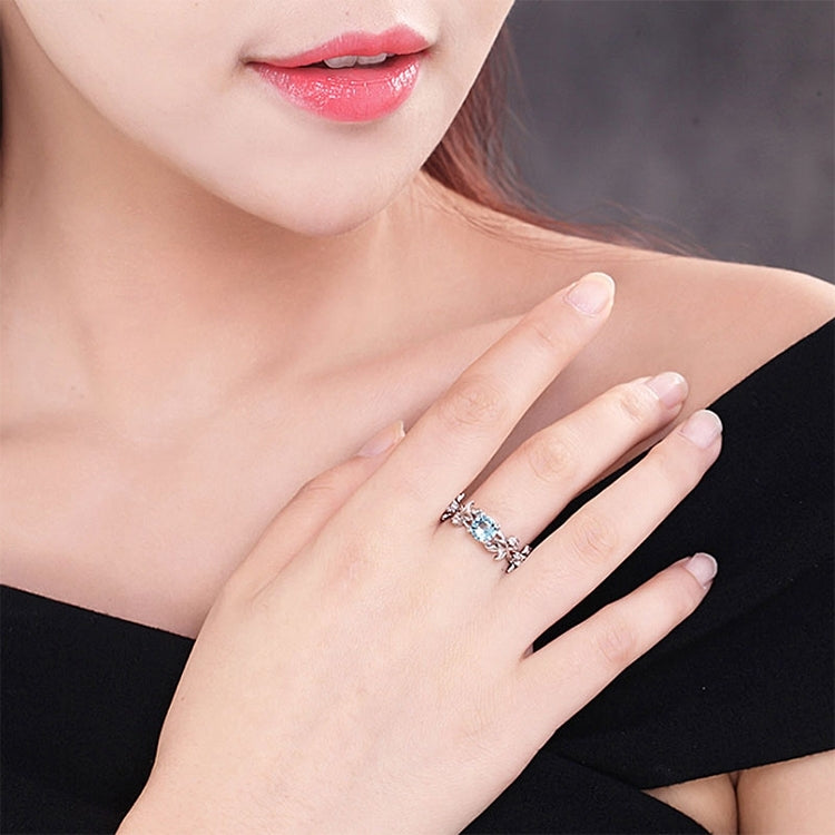 Kristall-Weinblatt-Design Verlobungsring Mode für Damen Schmuck, 6, 8
