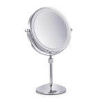 Doppelseitiger runder LED-Kosmetikspiegel mit Beleuchtung, höhenverstellbar, vergrößernd, Plan + 3-fach Vergrößerung (8 Zoll, wiederaufladbar), Plan + 5-fach Vergrößerung (8 Zoll, wiederaufladbar), Plan + 7-fach Vergrößerung (8 Zoll, wiederaufladbar)