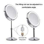 Doppelseitiger runder LED-Kosmetikspiegel mit Beleuchtung, höhenverstellbar, vergrößernd, Plan + 3-fach Vergrößerung (8 Zoll, wiederaufladbar), Plan + 5-fach Vergrößerung (8 Zoll, wiederaufladbar), Plan + 7-fach Vergrößerung (8 Zoll, wiederaufladbar)
