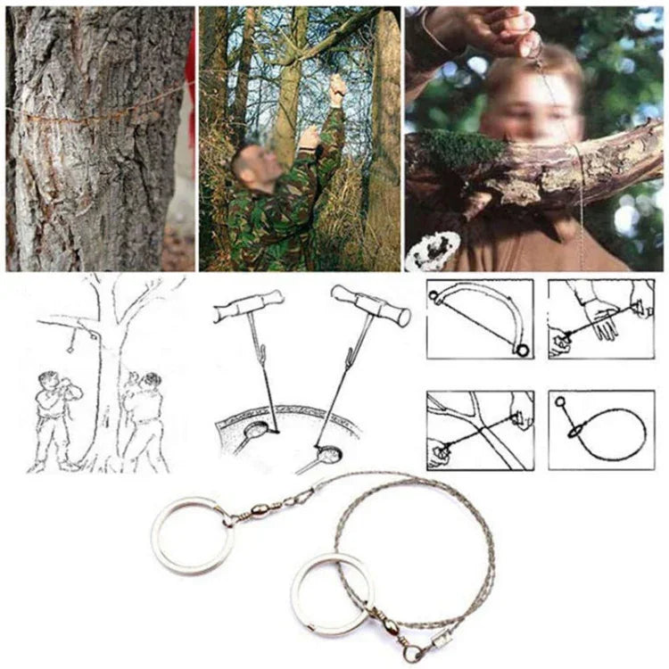 Tragbare Edelstahl-Drahtsäge für Outdoor Survival Selbstverteidigung Kettensägen Handsäge Fret-Werkzeug, Handsäge (Silber)