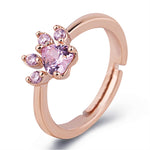 Damen Kristall Niedliche Katzenpfote Offener Verstellbarer Ring Schmuck
