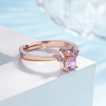 Damen Kristall Niedliche Katzenpfote Offener Verstellbarer Ring Schmuck