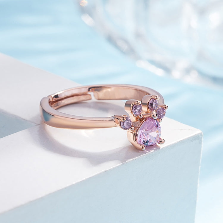 Damen Kristall Niedliche Katzenpfote Offener Verstellbarer Ring Schmuck