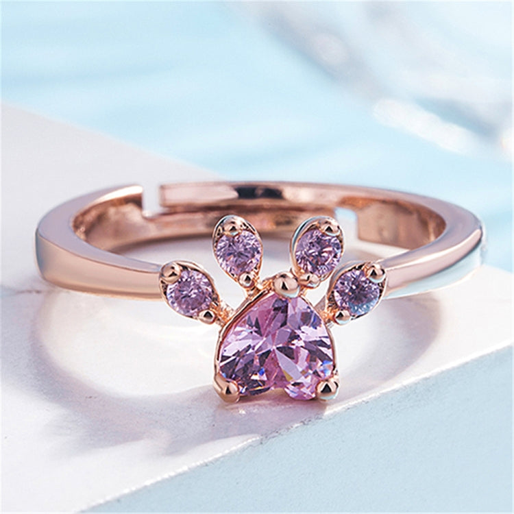 Damen Kristall Niedliche Katzenpfote Offener Verstellbarer Ring Schmuck