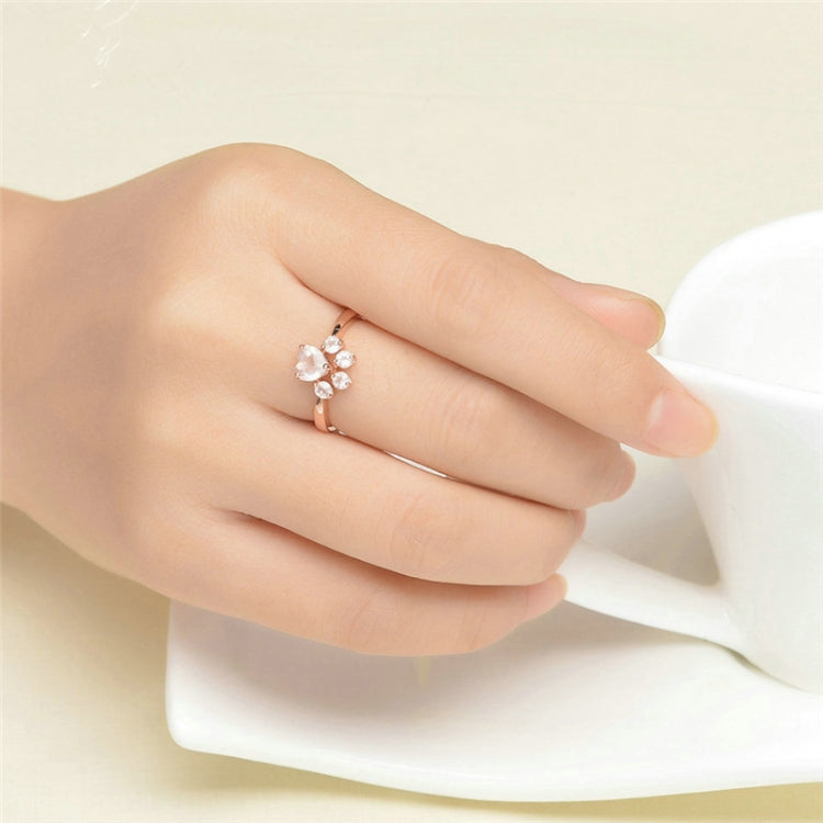Damen Kristall Niedliche Katzenpfote Offener Verstellbarer Ring Schmuck