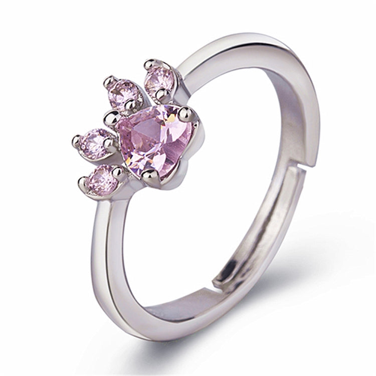 Damen Kristall Niedliche Katzenpfote Offener Verstellbarer Ring Schmuck