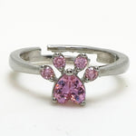 Damen Kristall Niedliche Katzenpfote Offener Verstellbarer Ring Schmuck