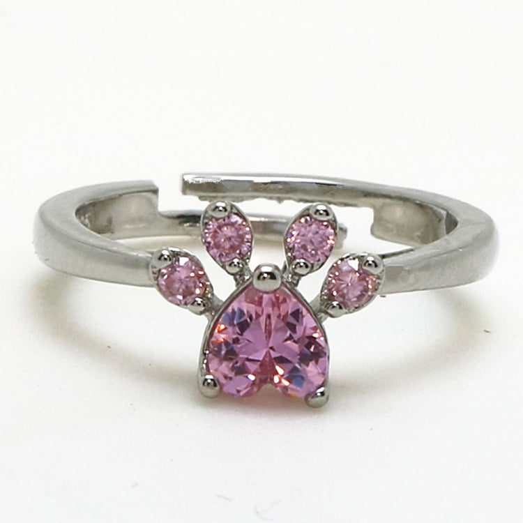 Damen Kristall Niedliche Katzenpfote Offener Verstellbarer Ring Schmuck