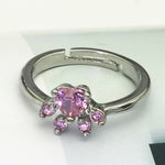 Damen Kristall Niedliche Katzenpfote Offener Verstellbarer Ring Schmuck