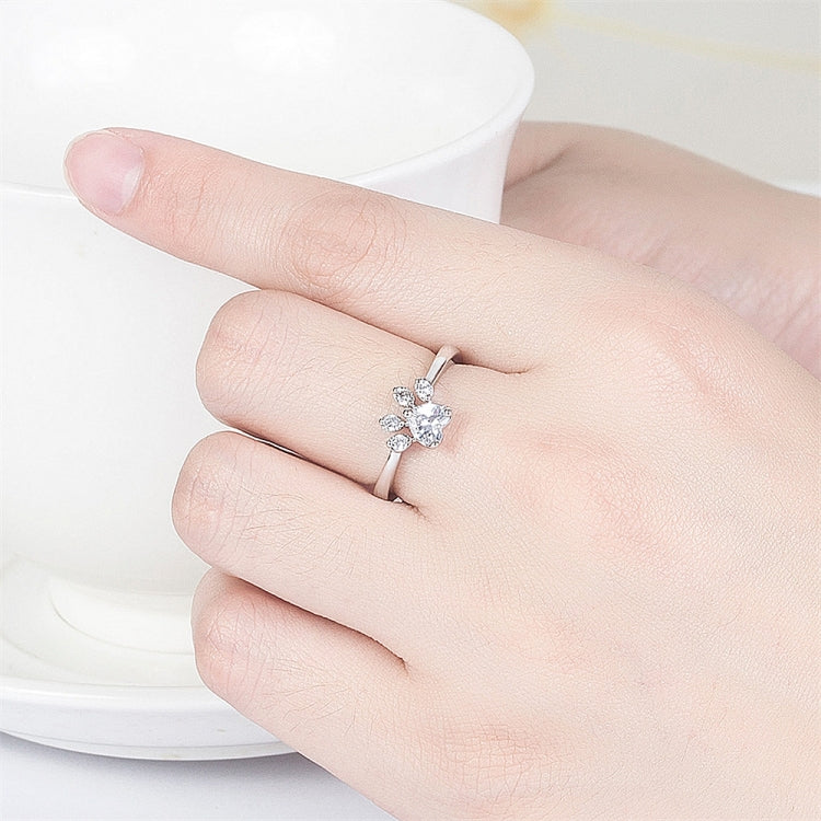 Damen Kristall Niedliche Katzenpfote Offener Verstellbarer Ring Schmuck