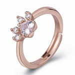 Damen Kristall Niedliche Katzenpfote Offener Verstellbarer Ring Schmuck