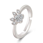 Damen Kristall Niedliche Katzenpfote Offener Verstellbarer Ring Schmuck