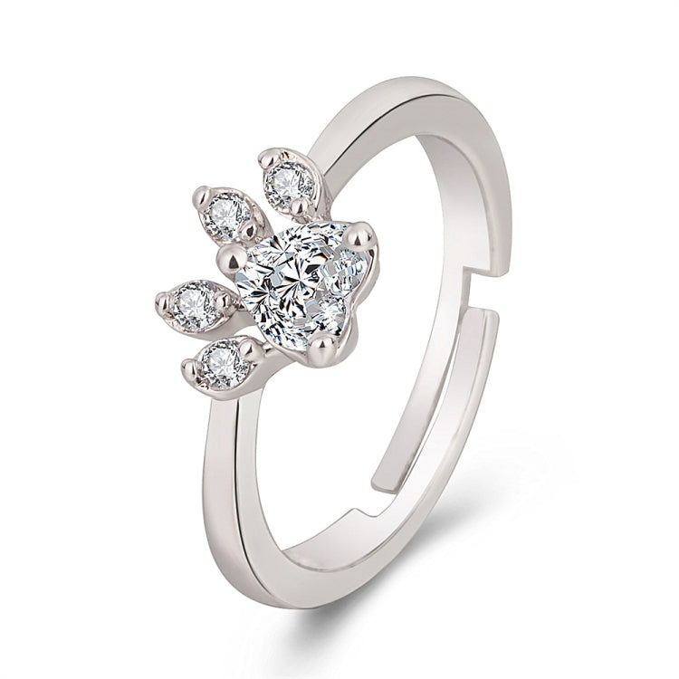 Damen Kristall Niedliche Katzenpfote Offener Verstellbarer Ring Schmuck