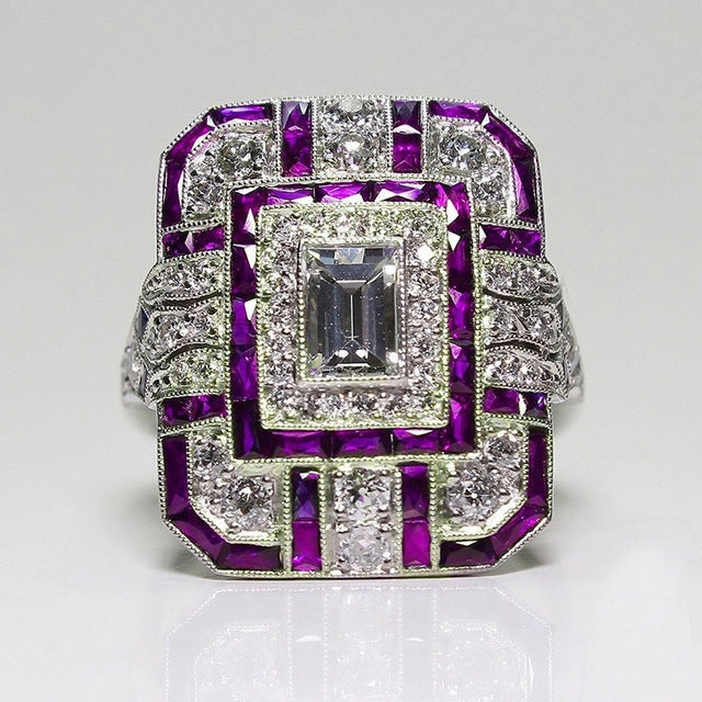 Luxuriöser quadratischer Damen-Verlobungsring mit Kristall-Zirkon, 10, 6, 7, 8, 9