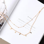 5 PCS Simple Double Moon Star Short Necklace