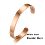 8mm Breite Damen Herren Edelstahl Armreif Armband, Roségold, Silber, Schwarz, Gold