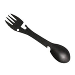 2 STÜCK 5-in-1 Multifunktions-Outdoor-Werkzeuge Edelstahl Camping Survival EDC Kit Praktische Gabel Messer Löffel Flaschen-/Dosenöffner