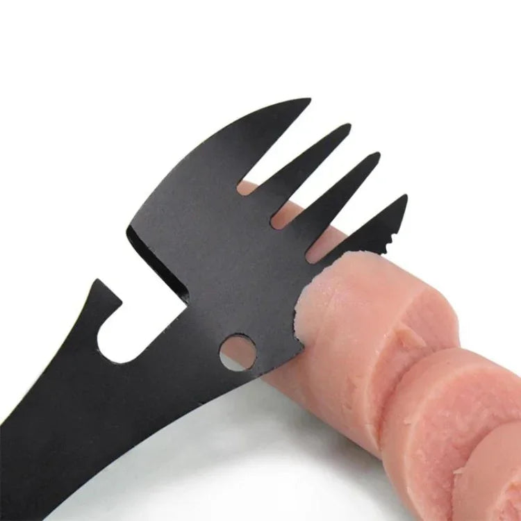 2 STÜCK 5-in-1 Multifunktions-Outdoor-Werkzeuge Edelstahl Camping Survival EDC Kit Praktische Gabel Messer Löffel Flaschen-/Dosenöffner