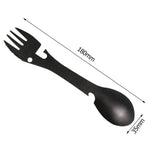 2 STÜCK 5-in-1 Multifunktions-Outdoor-Werkzeuge Edelstahl Camping Survival EDC Kit Praktische Gabel Messer Löffel Flaschen-/Dosenöffner
