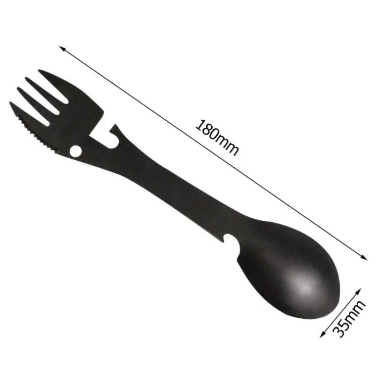 2 STÜCK 5-in-1 Multifunktions-Outdoor-Werkzeuge Edelstahl Camping Survival EDC Kit Praktische Gabel Messer Löffel Flaschen-/Dosenöffner