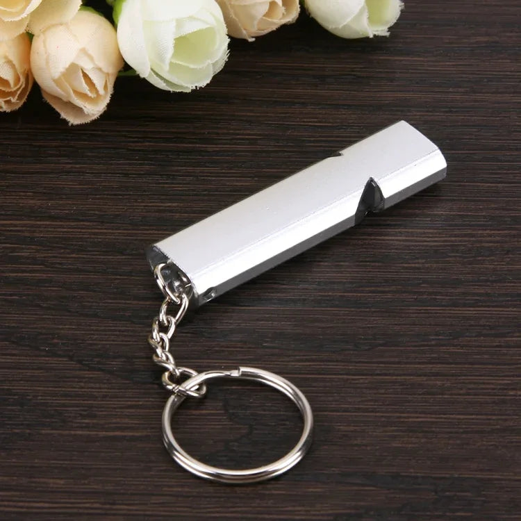 Mini Tragbare 120db Doppelrohr Hoher Dezibel Outdoor Camping Wandern Überleben Notfallpfeife Doppelfrequenz Notfallpfeife Schlüsselanhänger, 3 STÜCK Silber, 3 STÜCK Gold