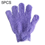 5 Stück Duschhandschuhe zum Peeling, Spa-Massage, Körperhandschuh, Lila, Grün, Blau, Orange, Rot