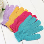 5 Stück Duschhandschuhe zum Peeling, Spa-Massage, Körperhandschuh, Lila, Grün, Blau, Orange, Rot