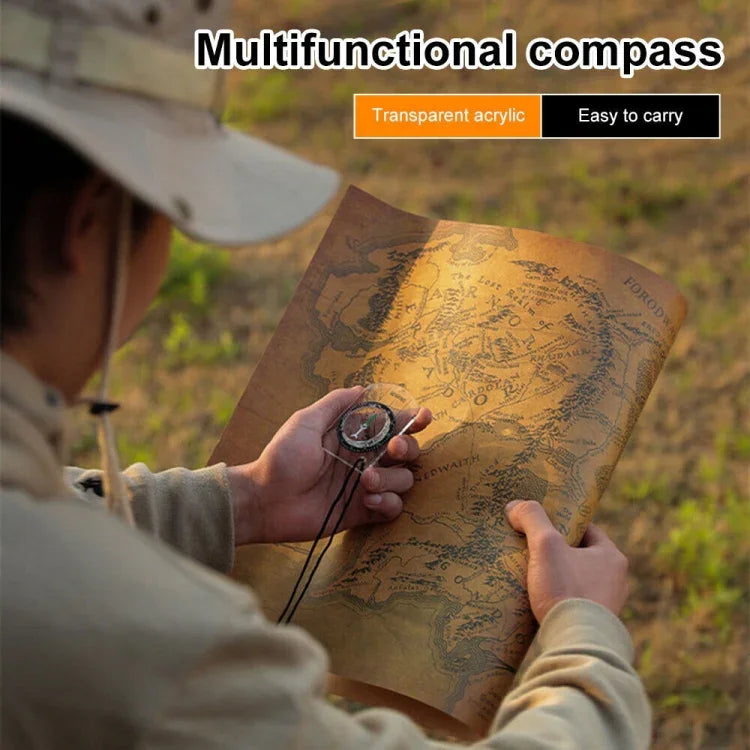 Professioneller Mini-Kompass Kartenmaßstab Lineal Multifunktionsausrüstung Outdoor Wandern Camping Überleben, Mini